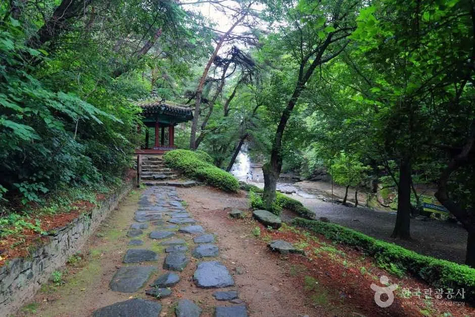충북 수옥폭포 방문 동선을 참고할 수 있는 트립뷰 편집 이미지